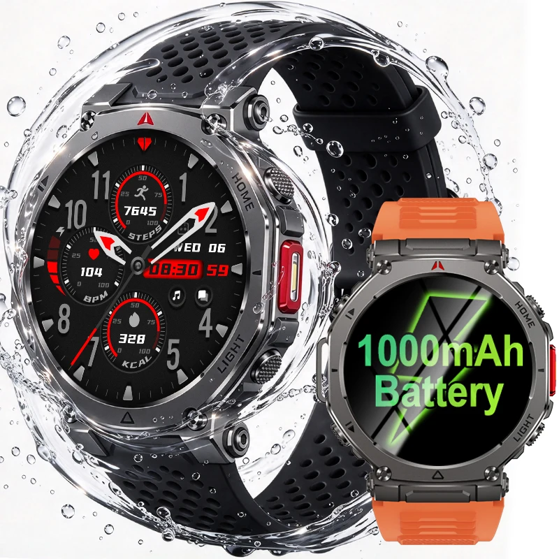 2026 New HT-5 Military Smart Watch Men 5ATM Waterproof Fitness Tracker Health Monitor Outdoor Compass Sports Call Smartwatches