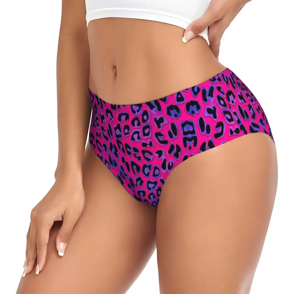 Custom Women\'s Pink Cheetah Panties Breathable Leopard Briefs Underwear