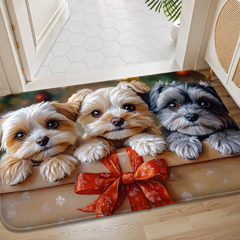 1 PC 660g /㎡ Plush Cute Dog Door Mat, 10MM Machine Washable Door Mat, Soft and Beautiful Kitchen Entrance Mat, Kitchen Floor Mat