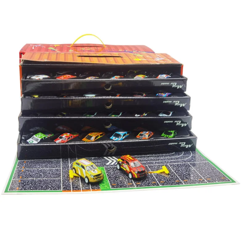 Mini Racing Sports Car Model Box Set para crianças, Inércia de liga, Puxar, Rebote Multiple Simulation Vehicle, Container Gift, 48 pcs
