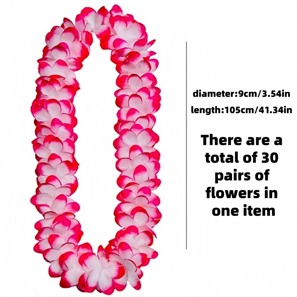 30pcs/set Hawaiian Flower Leis Multicolor Tropical Floral Necklace Polyester Flower Garlands For Party Beach Dance Party Decor ﻿ view 2