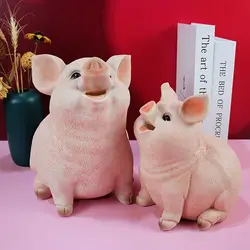 1 PCS Cute Large Piggy Bank Creative Animal Shaped Coins Storage Box Simple Lovely Resin Pig Statues