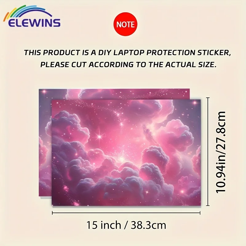 Pack of 2 Pink Sky Pattern Laptop Art Decal Case, Universal Laptop Skin Sticker for Laptops, Cars, Helmets, Motorcycles,
