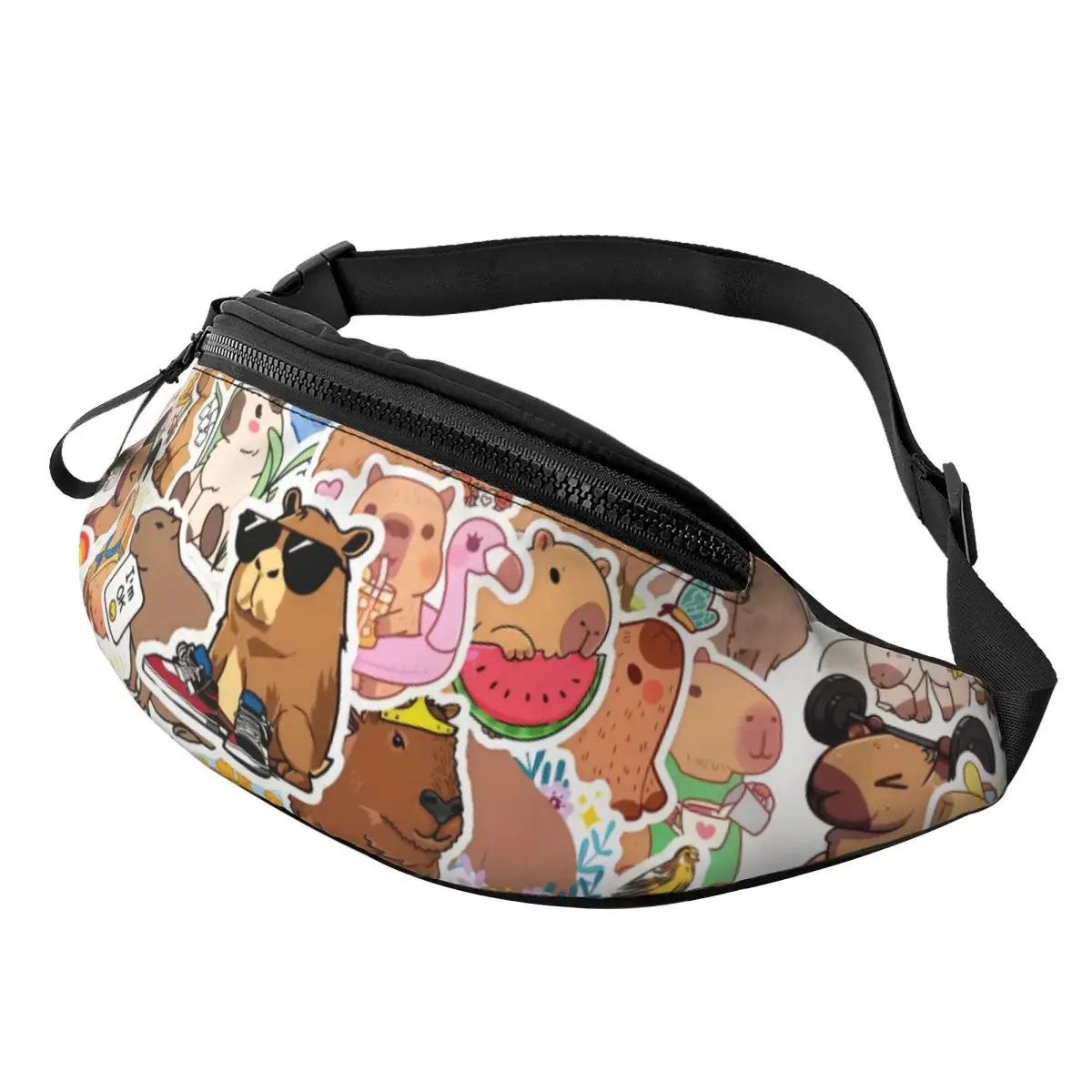 Custom Cute Giant Cavy Capybara Collage Fanny Bag Customized Crossbody Waist Pack Men Women Cycling Camping Phone Money Pouch