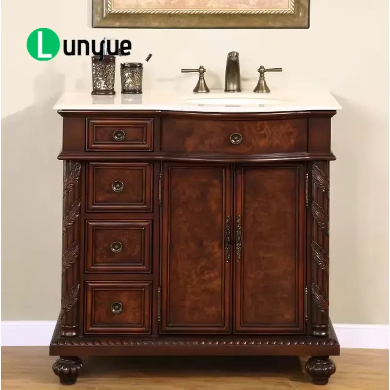 Modern Luxury Round Front Floor Standing MDF Bathroom Vanity Top Durable Easy to Clean for Home Hotel Restroom Waterproof