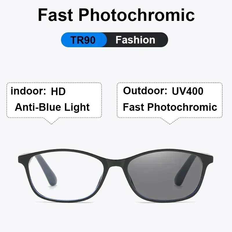 Anti-Blue Rays Progressive Multifocal Presbyopia Glasses Outdoor Photochromic Reading Glasses Finished Far Sight Eyewear Diopter