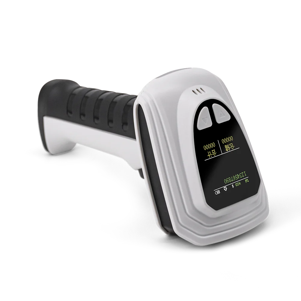 Drahtloser tragbarer 2D-Bluetooth-Barcode-Scanner PDF417 Datenmatrix-QR-Codeleser mit LCD-Display, Bildlogistikleser