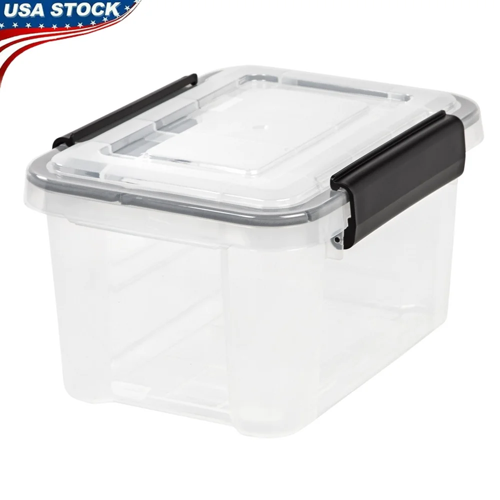 

6.5 Quart Clear Storage Container Box with Seal Latching Lid Stackable Heavy Duty Bin Craft Supplies Keepsake Storage