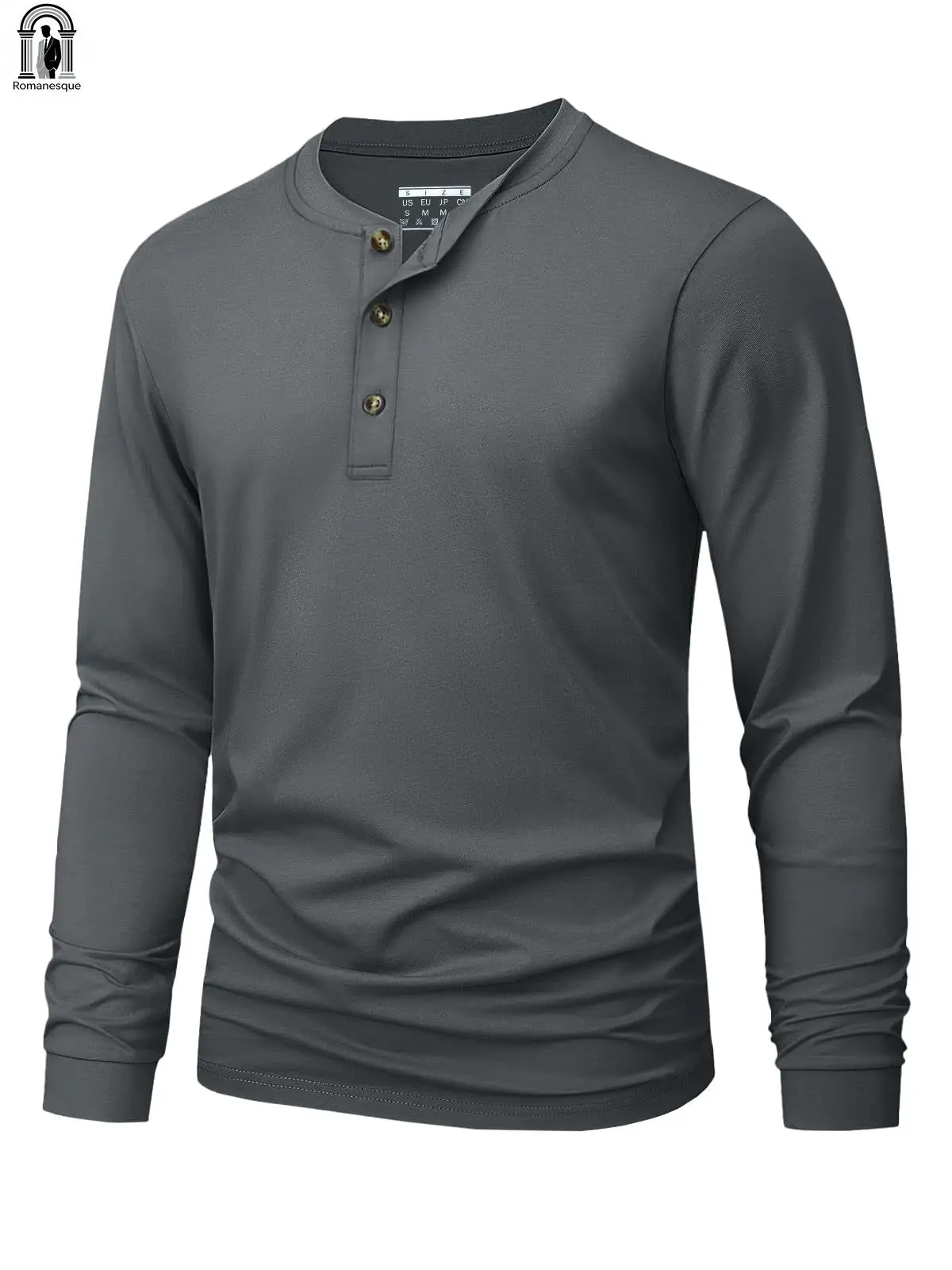Men's Henley Cotton T-Shirt Long Sleeve Front Placket Shirt Fashion Autumn Spring Tees Casual Vintage Streetwear