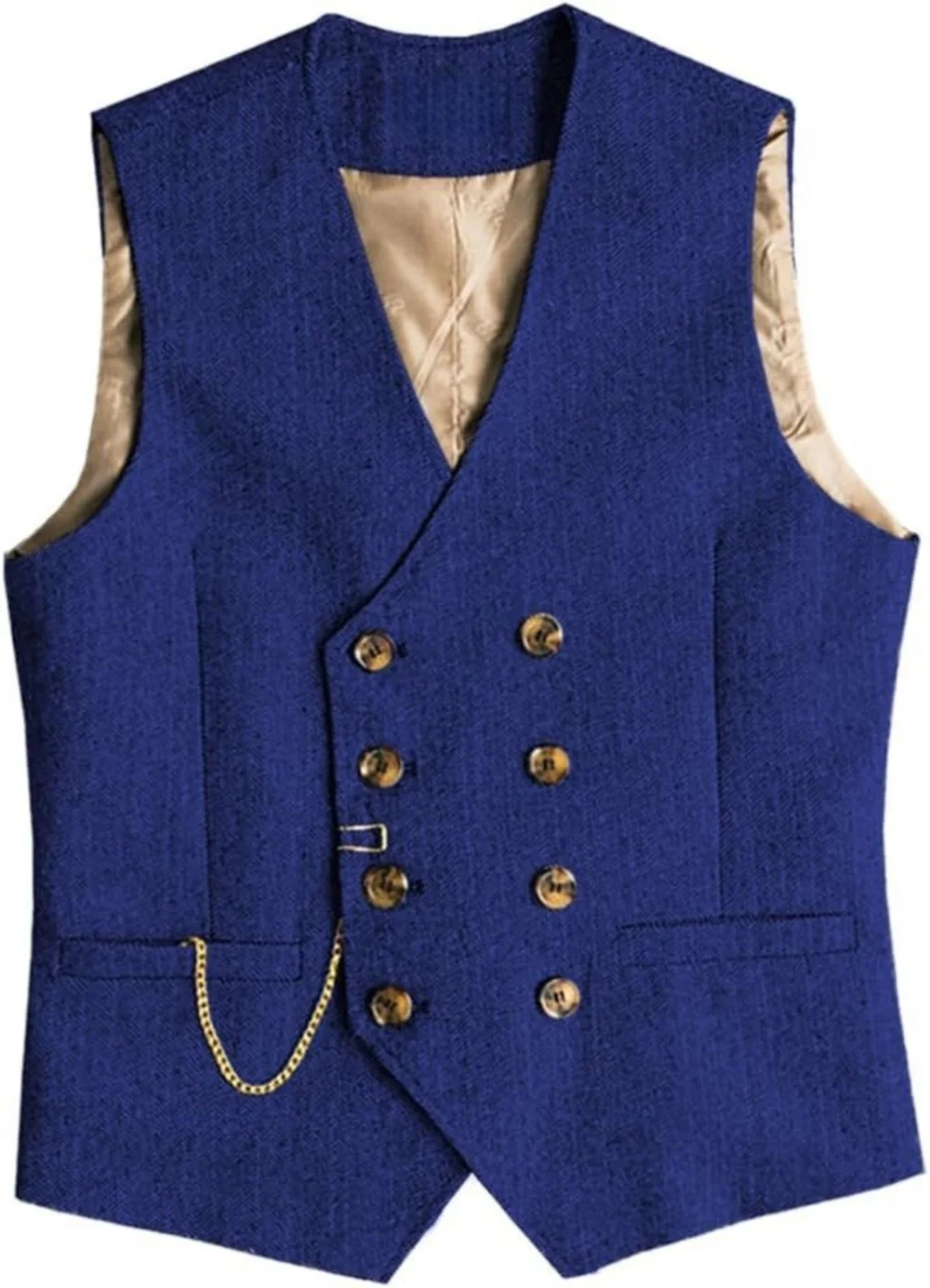 Picture 4: V Neck Men's Vest Herringbone  Double Breasted Slim Fit Men's Waistcoat For Wedding Groomsemen