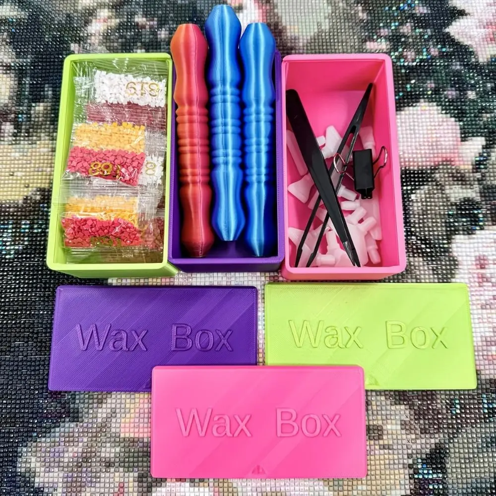 DIY Craft 3D Diamond Painting Wax Box Embroidery with Lid Diamond Painting Pen Containers Colorful Plastic