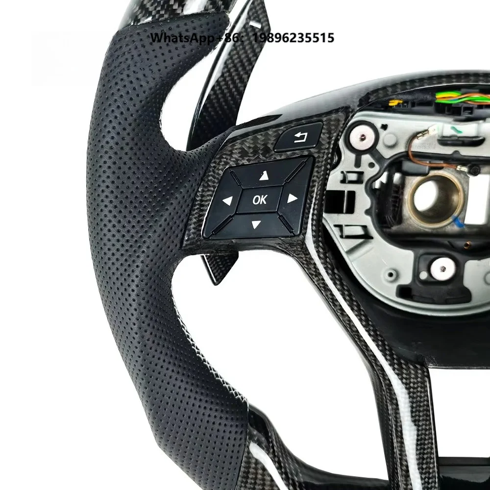 For W204 W212 W207 W218 X204 W117 Customized Perforated Leather Carbon Fiber Steering Wheel with Paddle Shifters