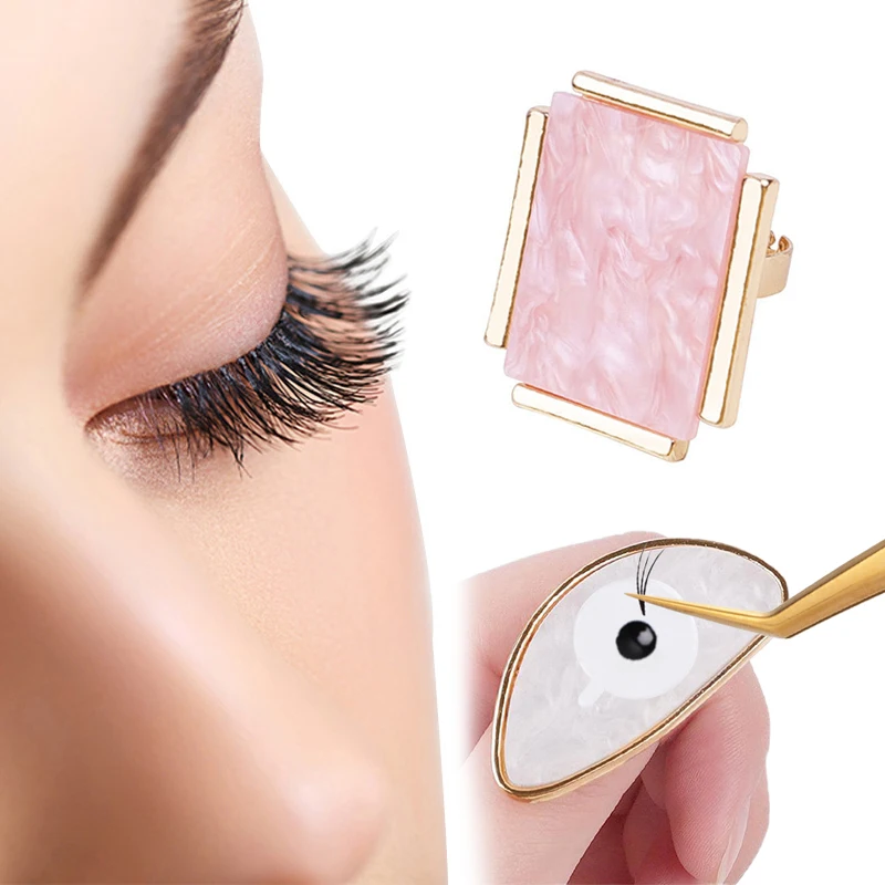 Imitation Shell Eyelash Perm Resin Palette Adjustable Rings Nail Color Mixing Hand Painted Uv Gel Diy Manicure Tools