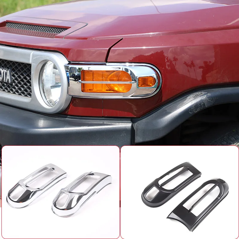 For Toyota FJ Cruiser 2007-2023 ABS Matte black/Gloss silver Car Front Fog Light Bumper Frame Trim Headlight Cover Accessories