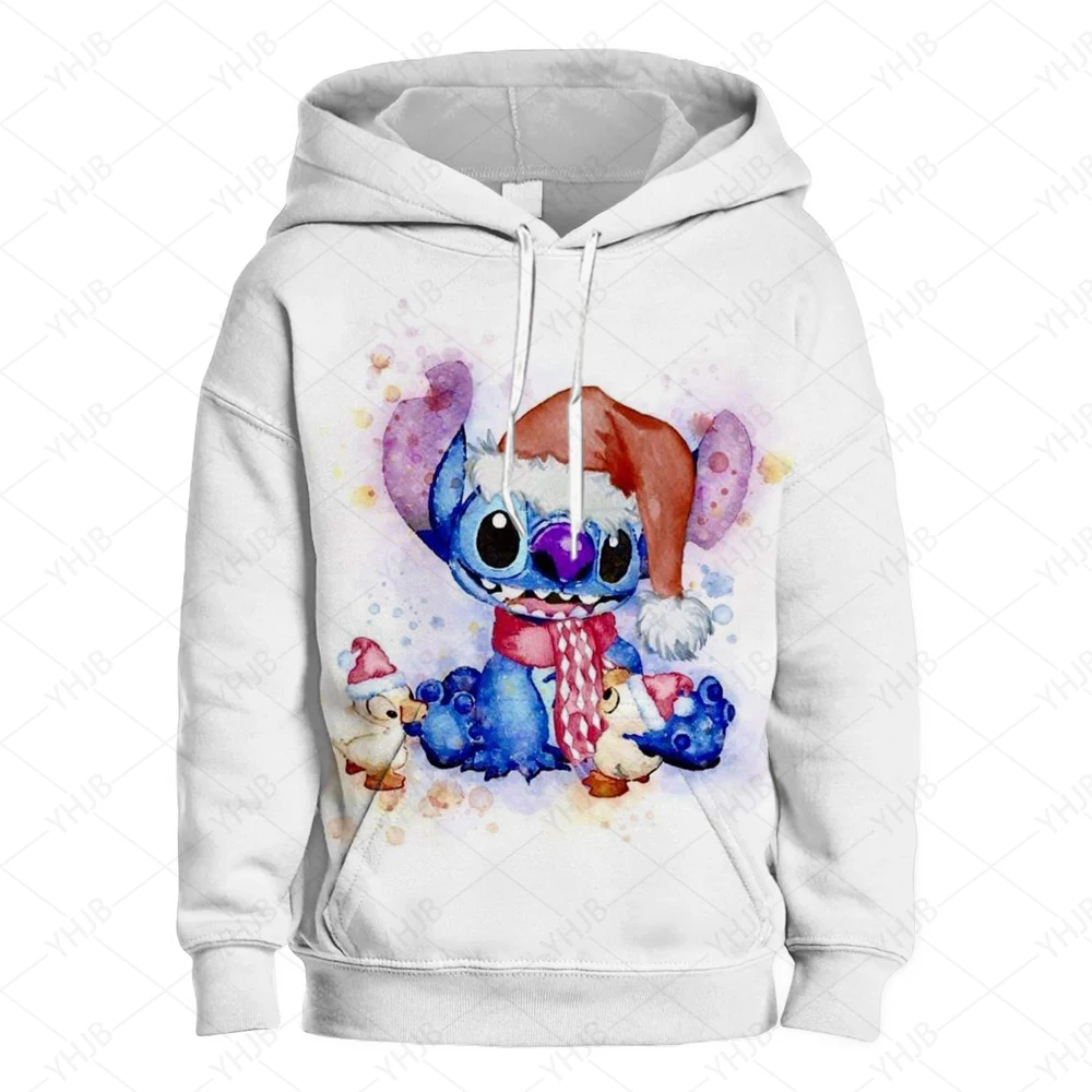 Disney-Costume de dessin animé brodé pour enfants, sweat à capuche Sportif, sweat à capuche Manga, bébé décontracté, petit garçon et fille, CAN o and Stitch, Noël