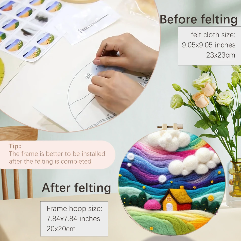 GATYZTORY Scenery Painting DIY Wool Embroidery Kit Needle Felting starter Tools DIY Wool Needle Felt For Mom Friends Kids