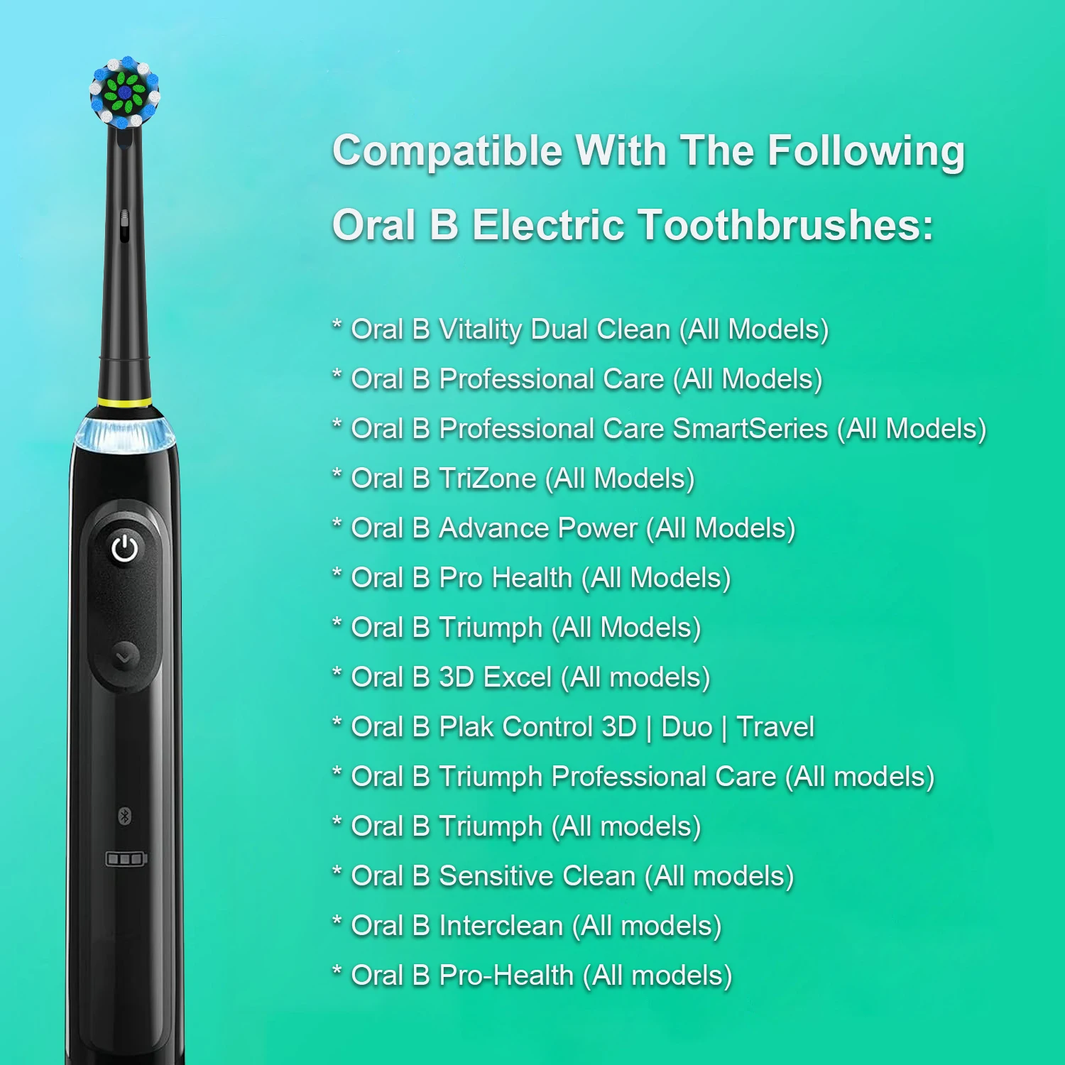 4pcs Cross Clean Brush Heads Compatible with Oral B Electric Toothbrush,Cross Generic Electric Toothbrush Heads,Black