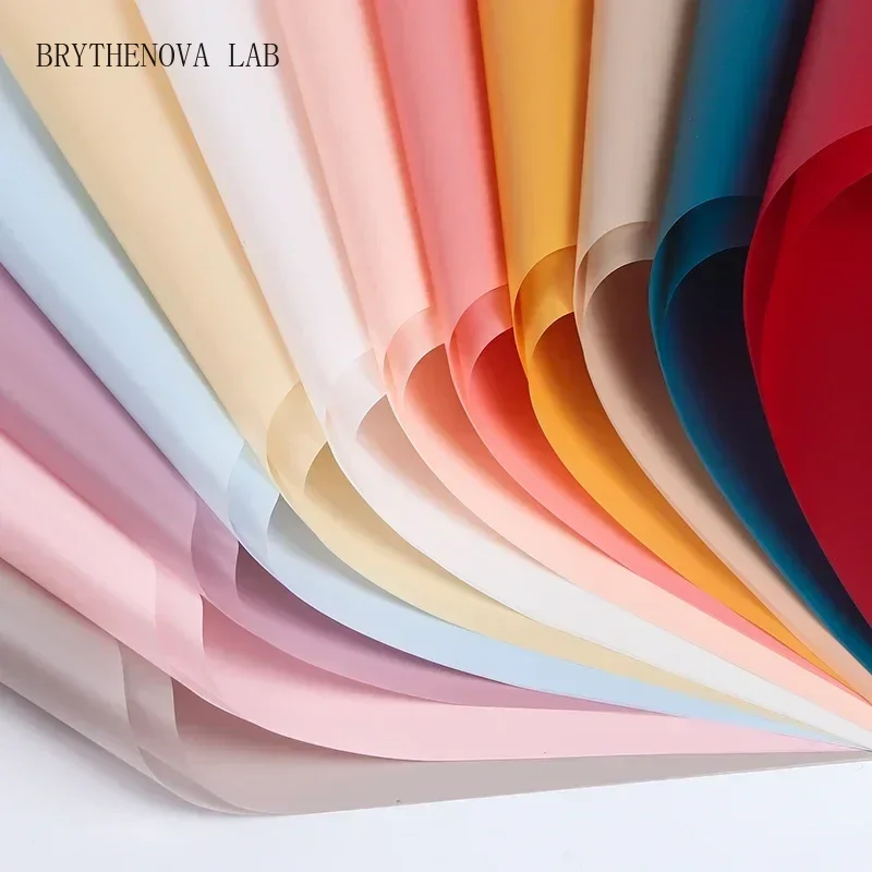 20pcs Plastic OPP Flower Packing Wrapping Paper Colors Matte Waterproof Gifts Papers Florist Material Transluce Package 60x60cm