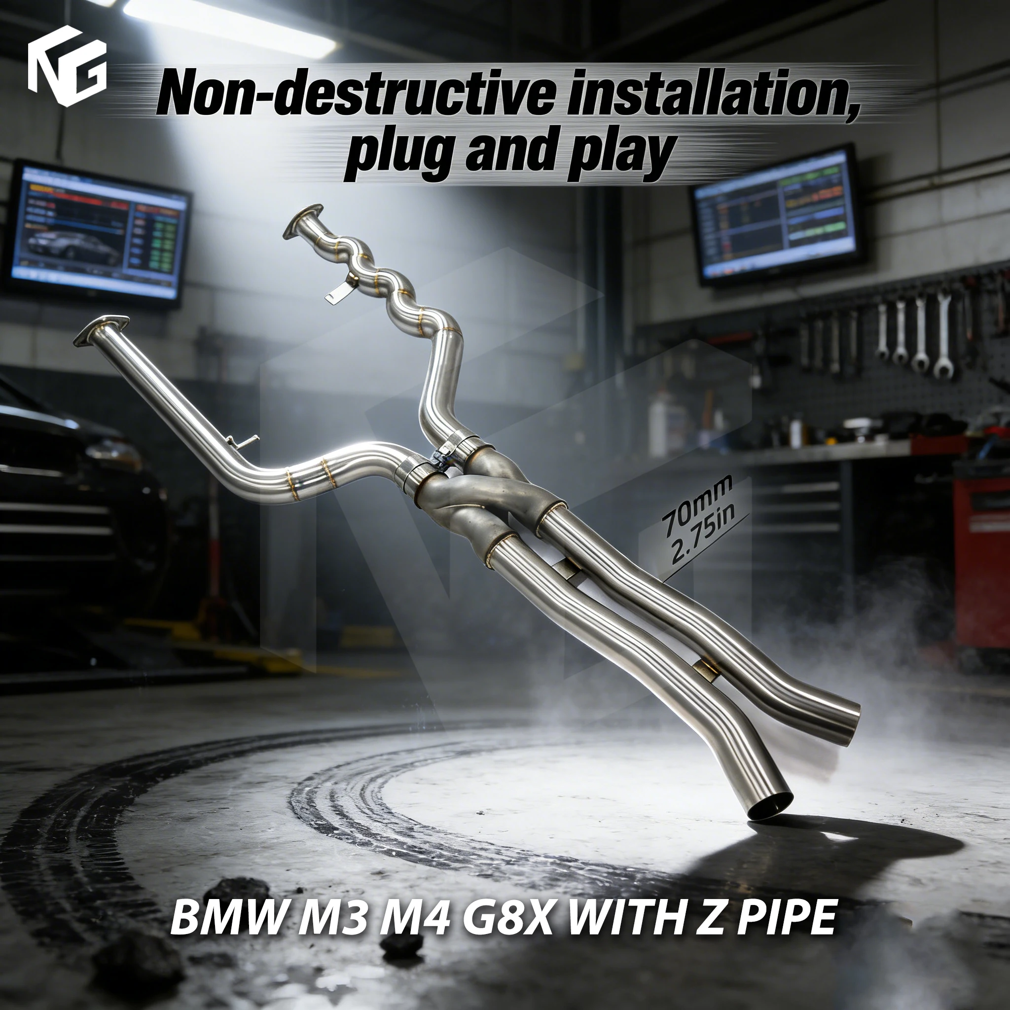 

ING exhaust SS304 equal length mid-section double pipe for BMW M3 M4 G8X with Z pipe accessories exhaust system