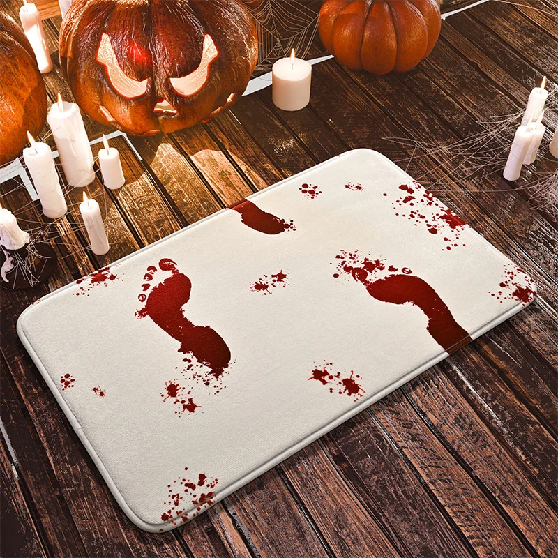 VIKAMA Horror Bloody Handprint Entryway Door Mat Soft Non-Slip Bathroom Rug Indoor Outdoor Carpet Halloween Home Decoration