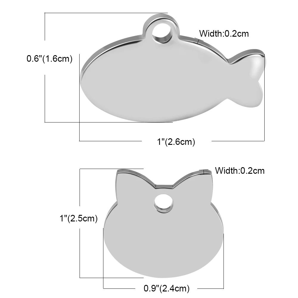 Personalized Cat Id Tag Custom Cats Kitten ID Tags Engraved Cat Collar Pendant Necklace Pet Accessories Cat Face Fish Shape