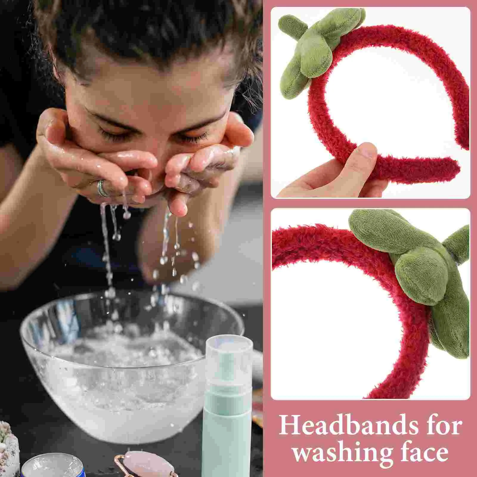 Strawberry Shampoo Strip Skincare Headband Facial for Washing Face Accessories Christmas Spa Hairband Headbands Cute