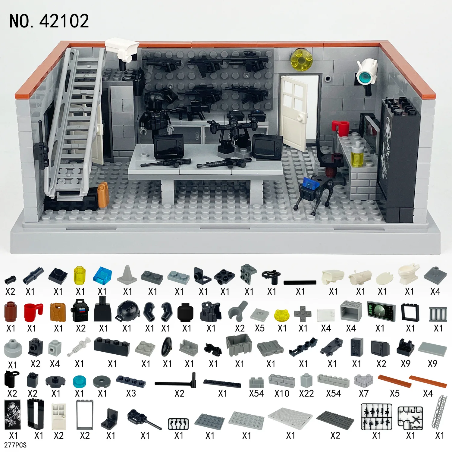 Military Strategy Armory Building Blocks Weapons Display Command Center Scene Bricks Toy Construction Model For Kids and Adults