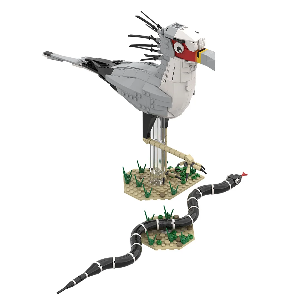 Gobricks MOC Ardea cinerea Grey Heron Bricks Model The Killer Queen - SecretaryBird Building Blocks Toys Gifts 5