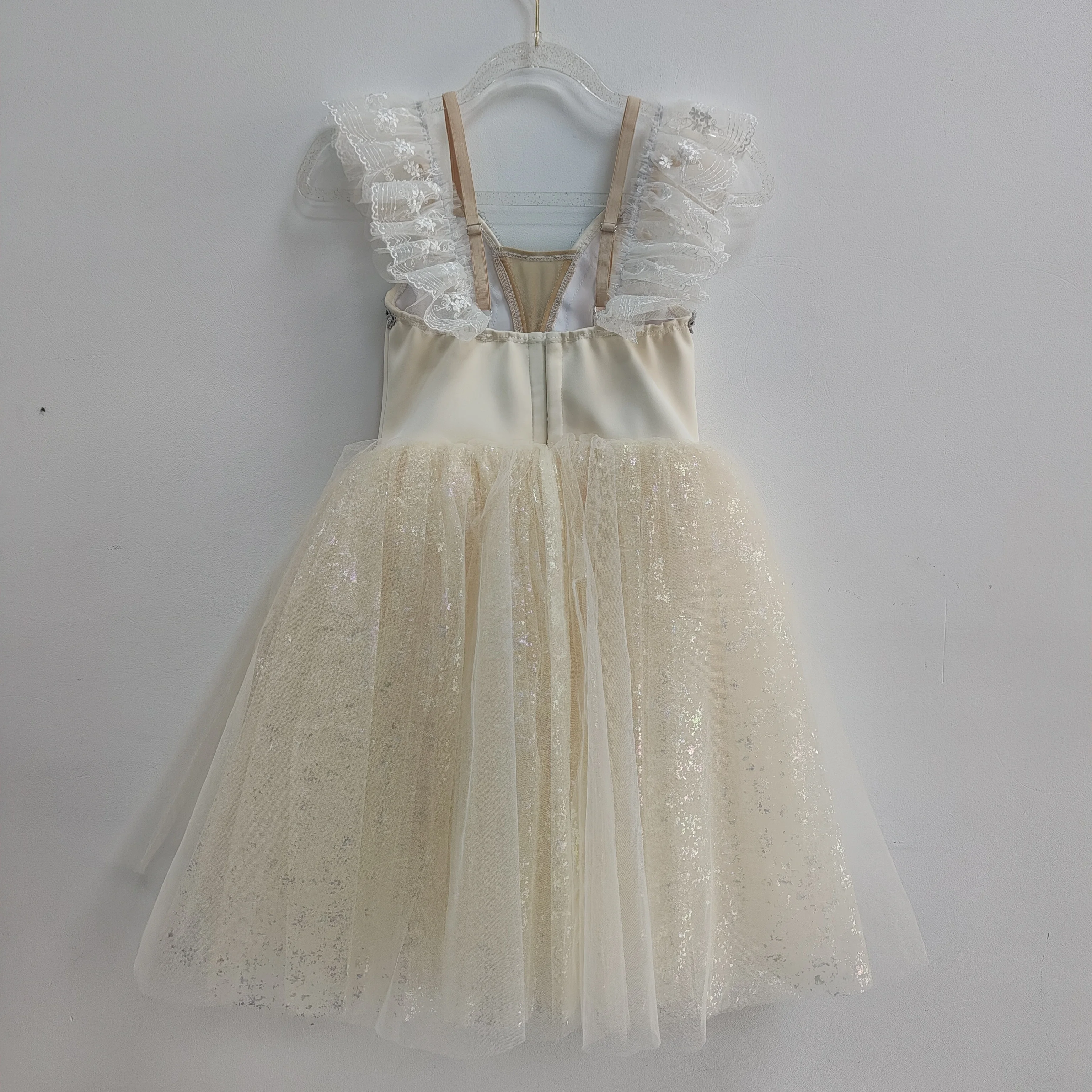 BT26062701 High Quality Custom Size Kids Girls  Ballet Dance Performance Wear Gilsay White Long Romantic Tutu Dress
