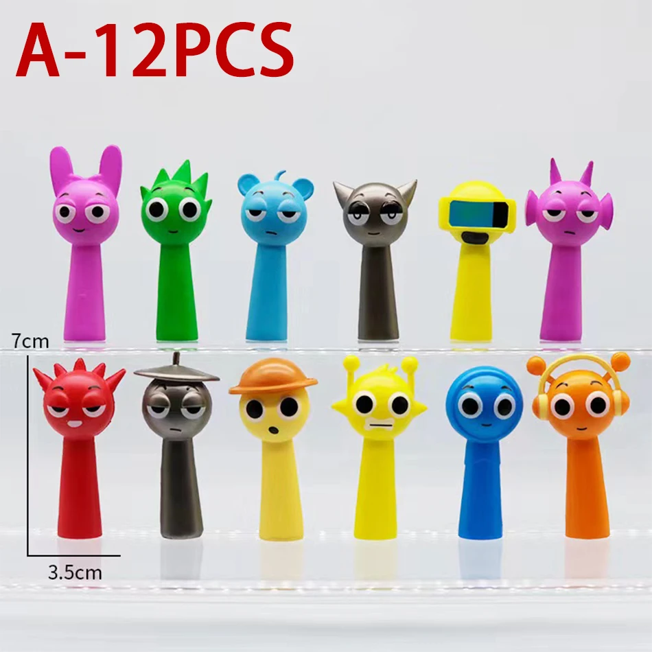 Novo conjunto de 12 peças engraçado sprunki figuras modelo 6-8cm pvc sprunki jogo anime figuras de ação e brinquedo dos desenhos animados crianças presentes de aniversário brinquedos