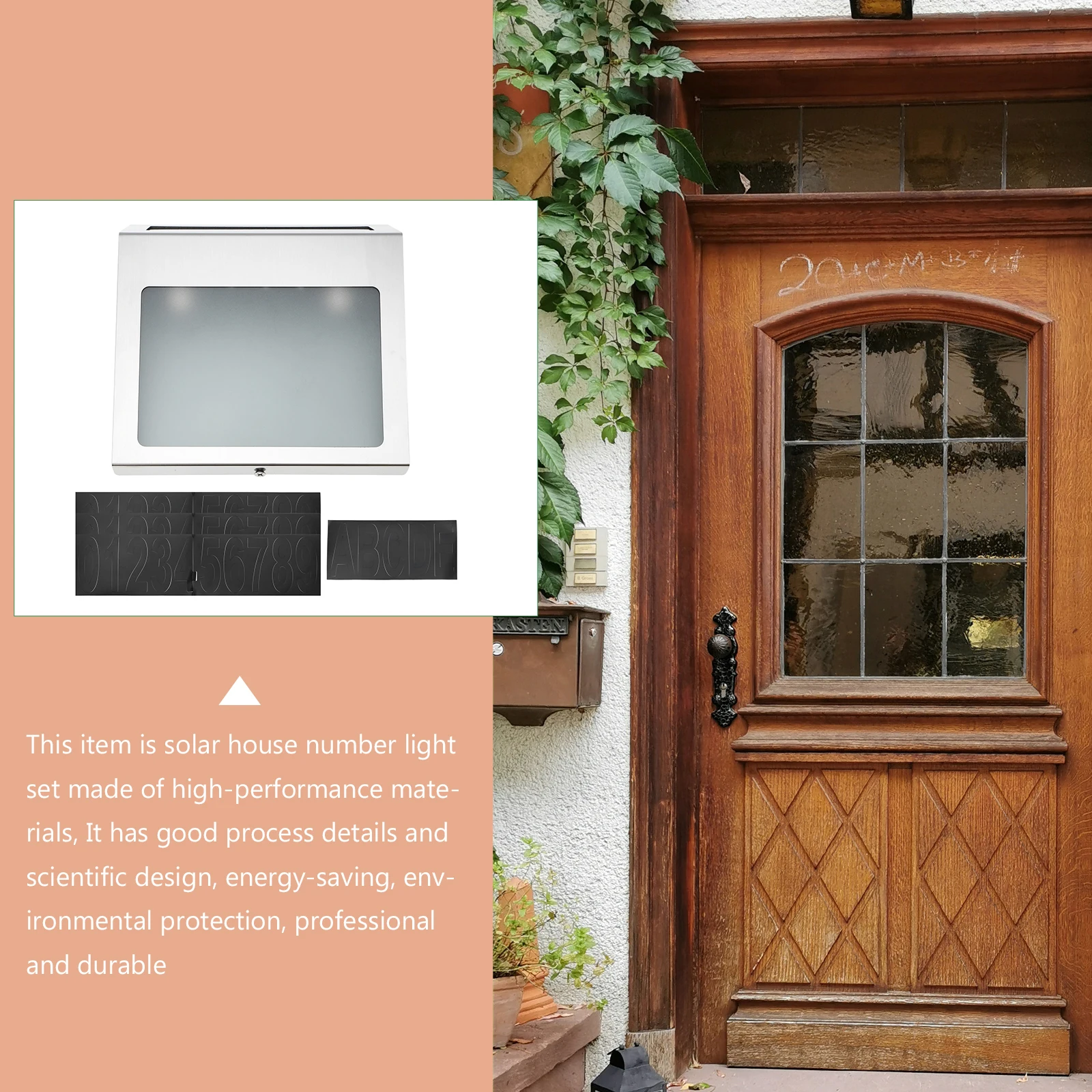 

Solar Doorplate Light Set House Number Lamp LED Address Sign Lighting Outdoor Solar Lights Stainless Steel Acrylic Durable Smart