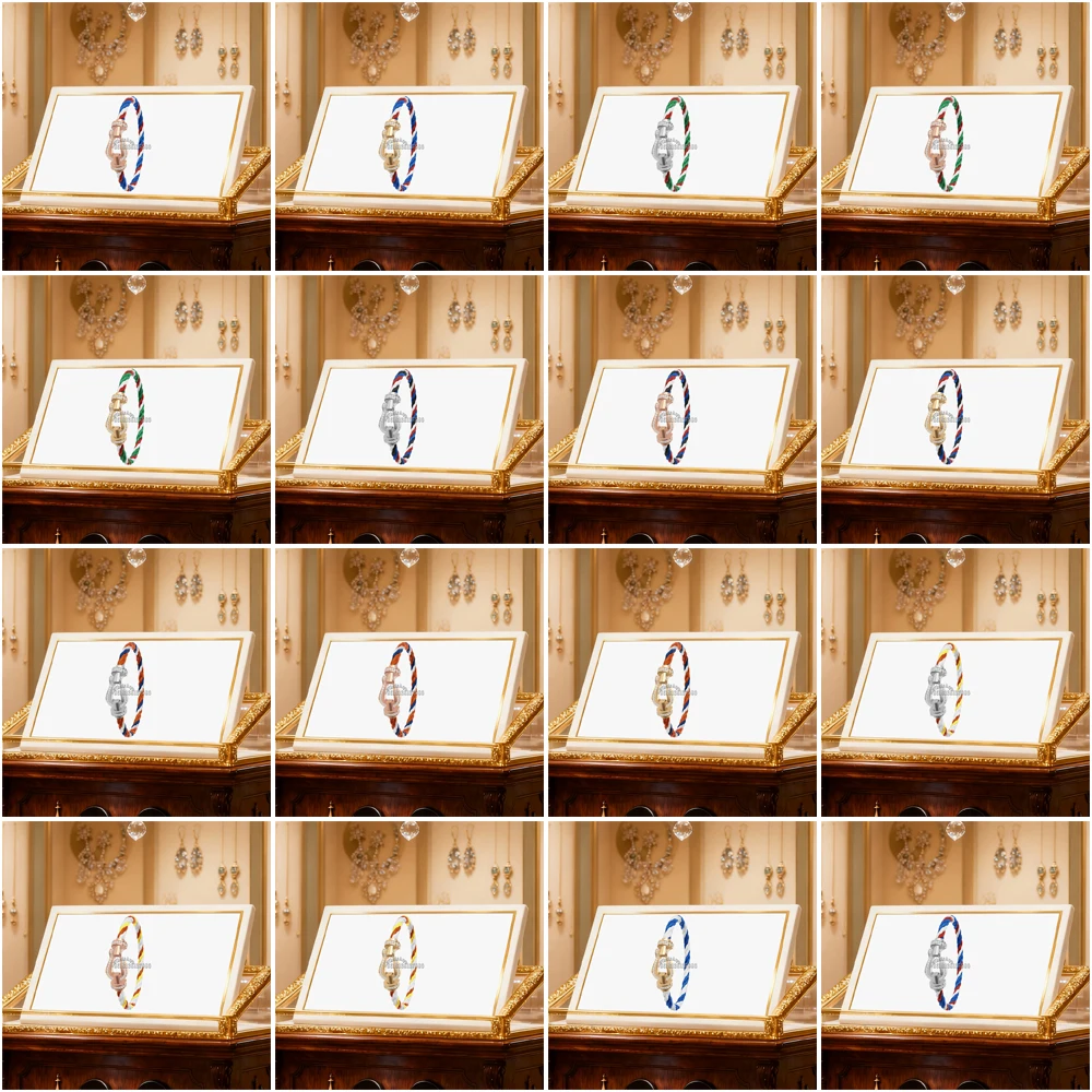 

Gryan 925 Silver Single row Zircon Large Horseshoe RoseRed Nylon Bracelet Female Daily Wear Party Gifts Luxurious Couple Jewelry