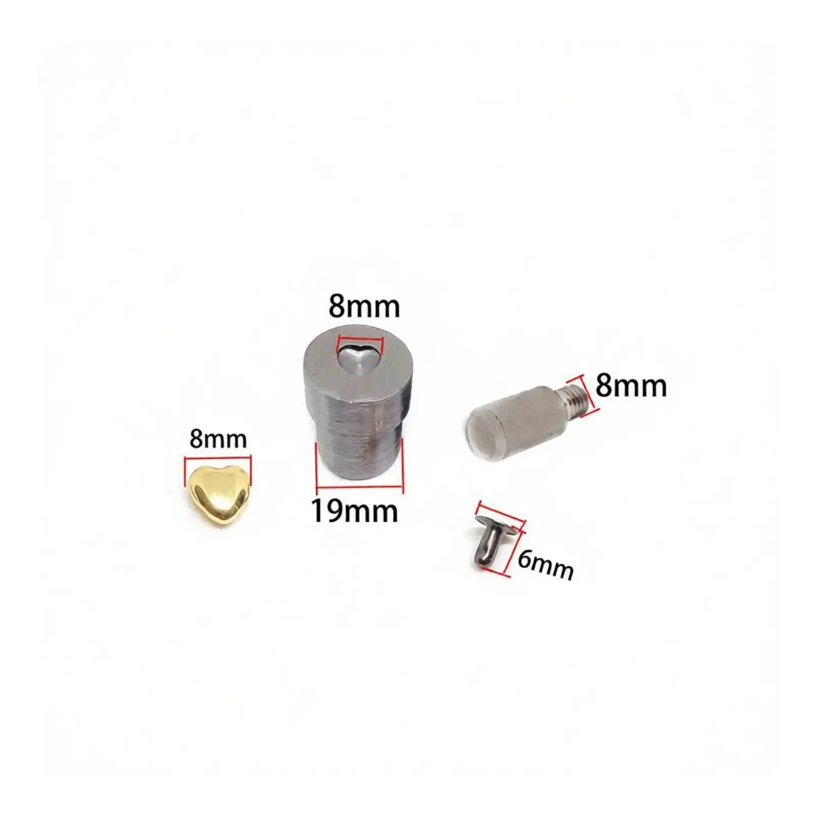 Press Die Decorative Heart Rivet Die Metal Manual for Leather Workers, Crafters, Workshop, Factory