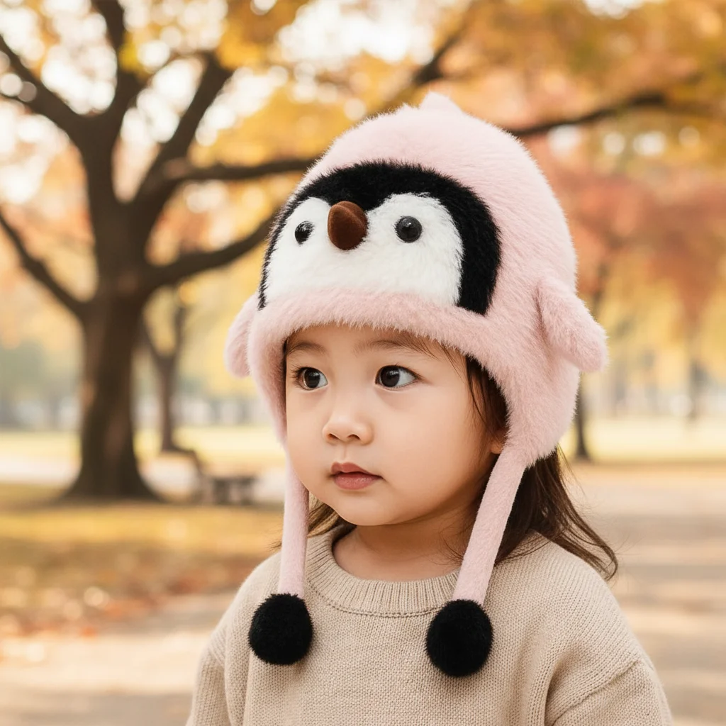 

Fashion Cute Cartoon Balaclava Hat Cold Proof Windproof Pullover Hats Thickned Warm Ear Protection Cap Children Winter New