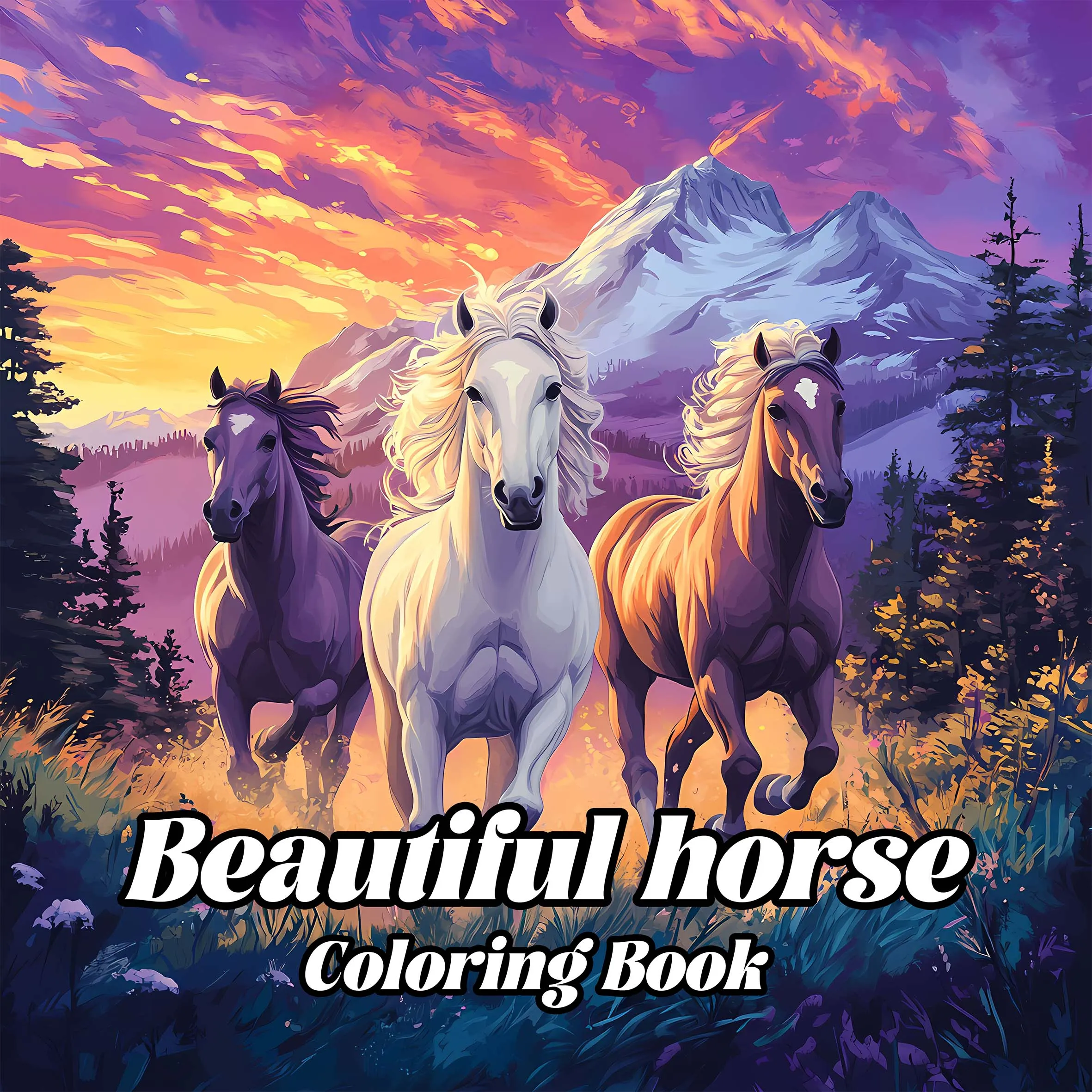 Beautiful Horse Coloring Ideas Theme Colouring Book 24 Pages Hand Painted Coloring Books Soothing Stress For Adult Picture Book