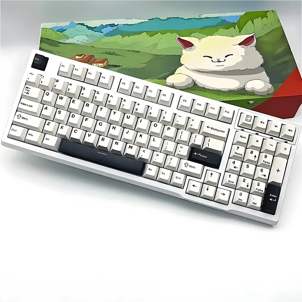 

WOB theme, cherry keycap 126 keys PBT white, suitable for gaming mechanical keyboard accessories