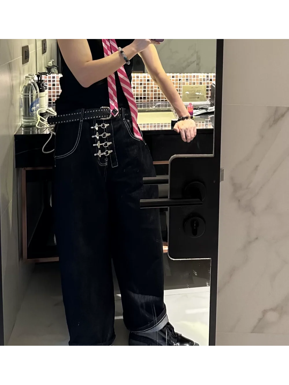 2026 New Y2K Metal Airplane Buckle Cowboy Wide Leg Pants Unisex American Retro Street Punk Trendy Hip Hop Personalized Niche ins