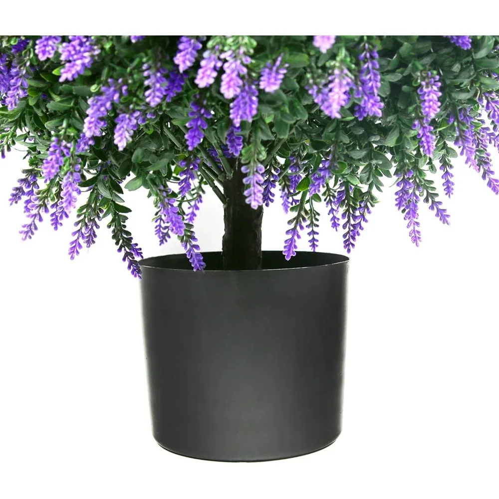 Imagem -04 - Árvore de Bola de Lavanda Artificial Topiary Plantas em Vasos Resistentes a uv Interior e Exterior Home Garden Conjunto de 2