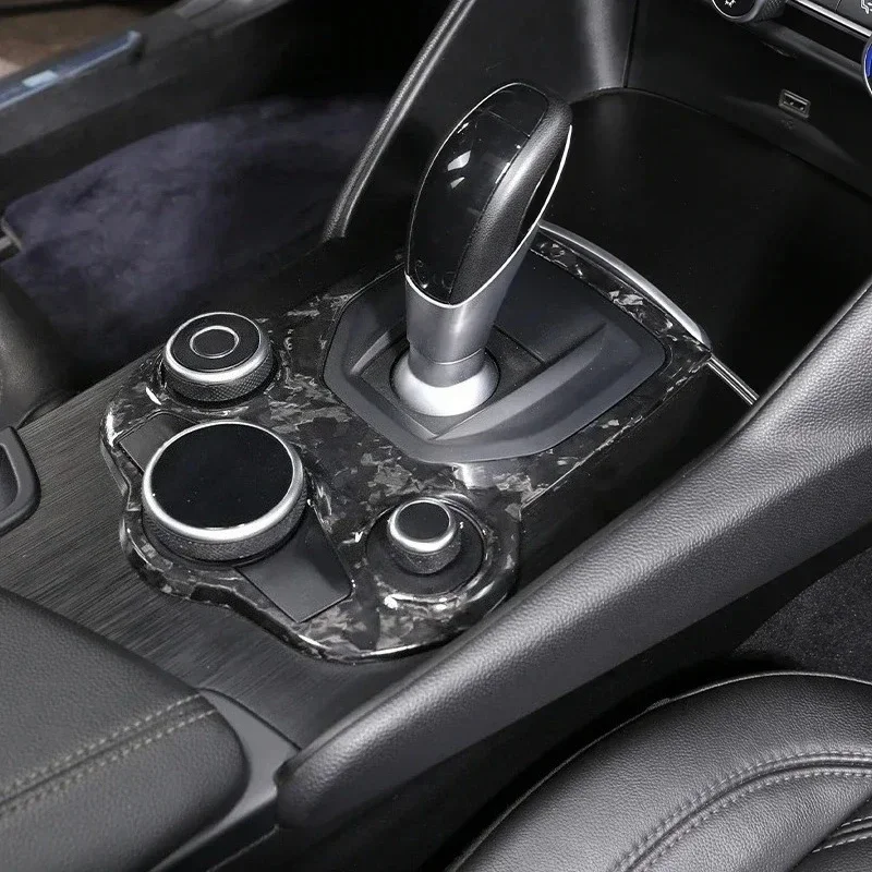 For Alfa Romeo Giulia Stelvio Real Dry Carbon Fiber 2017-2019 Center Console Gear Shift Knob Panel Frame Cover Trim Accessories