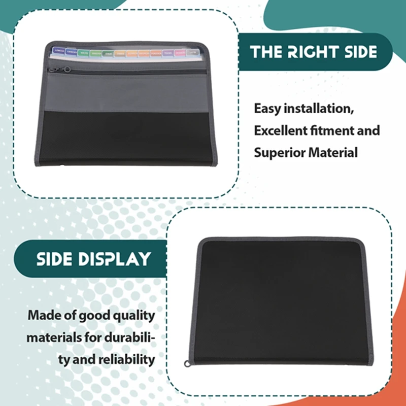 13 Pocket File Folder Storage Rack,File Box Storage Bag,With Zipper, Suitable For A4 Paper, Banknotes,Document Receipt
