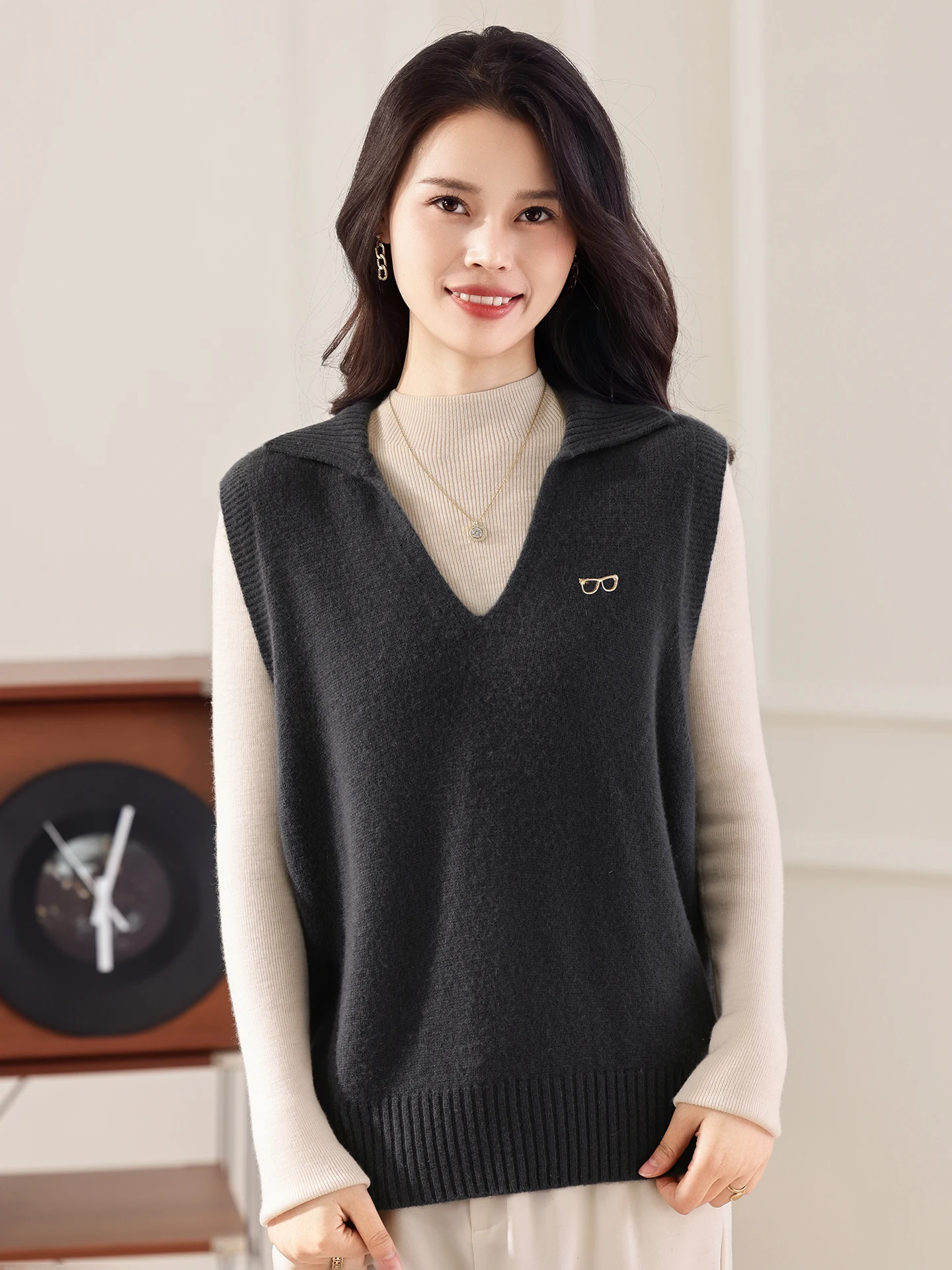 Rompi Rajut Wanita Berkualitas Tinggi untuk Musim Gugur dan Musim Dingin, 100% Wol Merino, Rajutan Padat, Lembut, Tanpa Lengan, Atasan Pakaian Wanita, Jumper Wanita