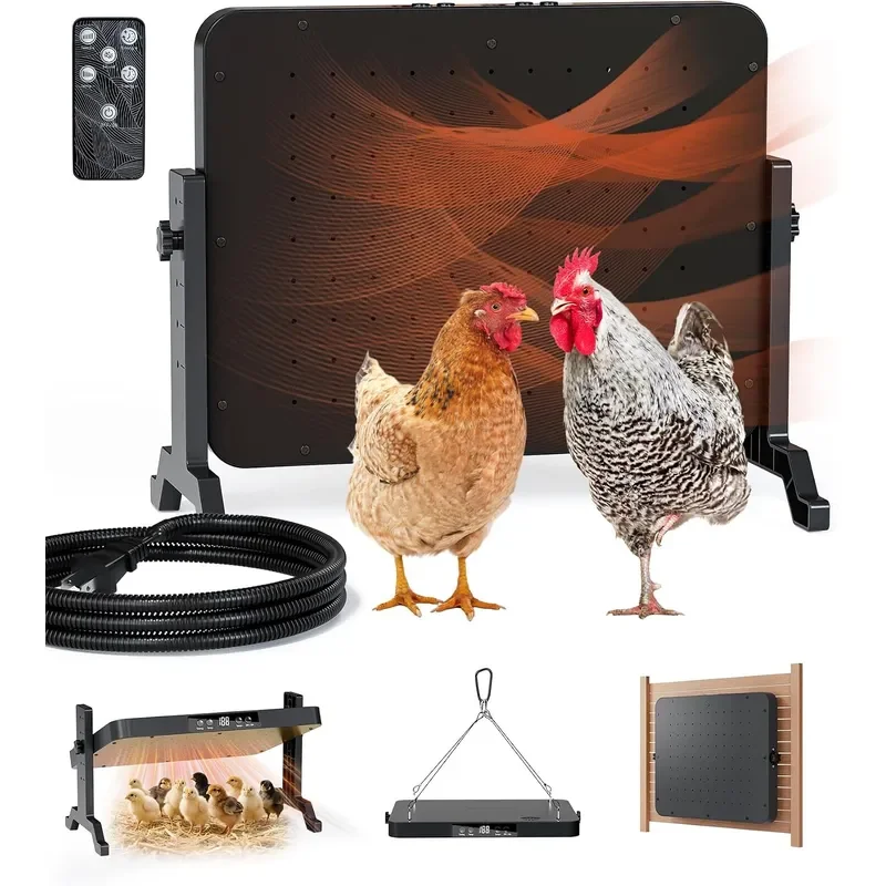 Smart Chicken Coop Heater 200W Radiant Heat Panel Adjustable Temp Timer