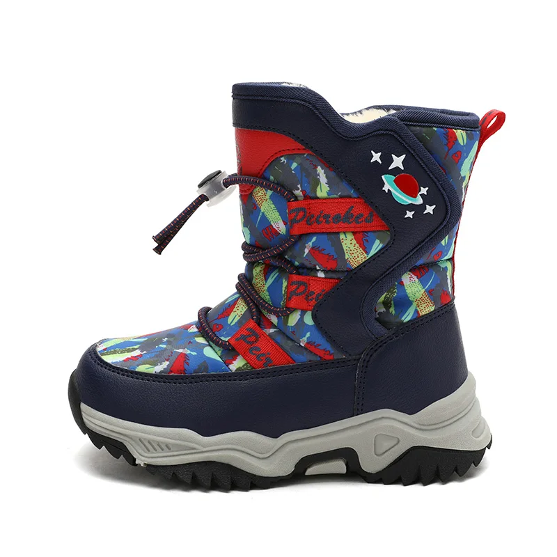 

Childrens Winter Snow Boots Boys Girls Cotton Shoes Warm Fur Lined Anti-Slip Outdoor Sports Footwear Camouflage Print Boys Boots