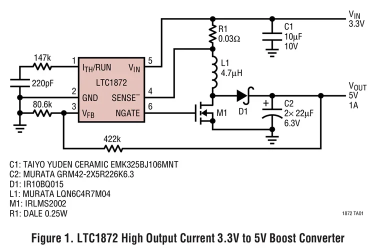LTC1872 LTC1872ES6 - Constant Frequency Current Mode Step-Up DC/DC Controller in SOT-23