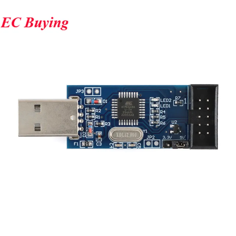 USBASP USBISP AVR Programmer USB ISP USB ASP ATMEGA8 ATMEGA128 Support Win7 Win8 Win8.1 32K/64K 10Pin To 6 Pin Adapter Board