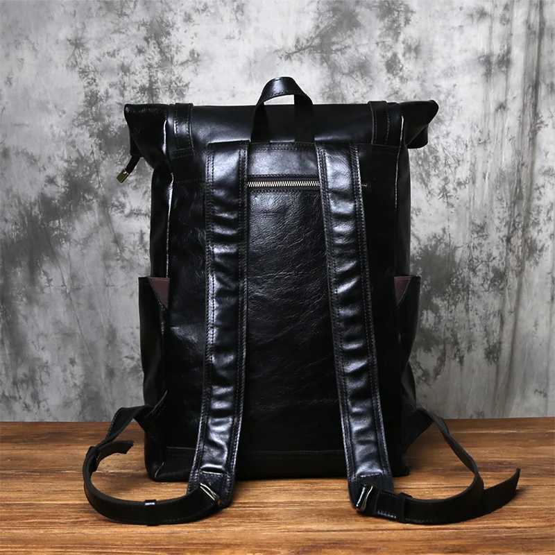 NZPJ Vintage-Rucksack aus echtem Leder für Herren, Crazy Horse-Leder, Computertasche, natürliche Oberschicht aus Rindsleder, Rucksack, Reisetasche – Detail 20