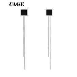 UAGE Silver Color  Color Elegant Black  Square Enamel Stud Earring for Woman Girl 316L Stainless Steel Fashion Jewelry