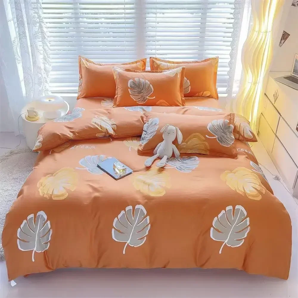 New Student Dormitory School Hotel Apartment Non Fuzzy and Non Fading Pink Flower Pattern Quilt Cover Lightweight Quilt Cover