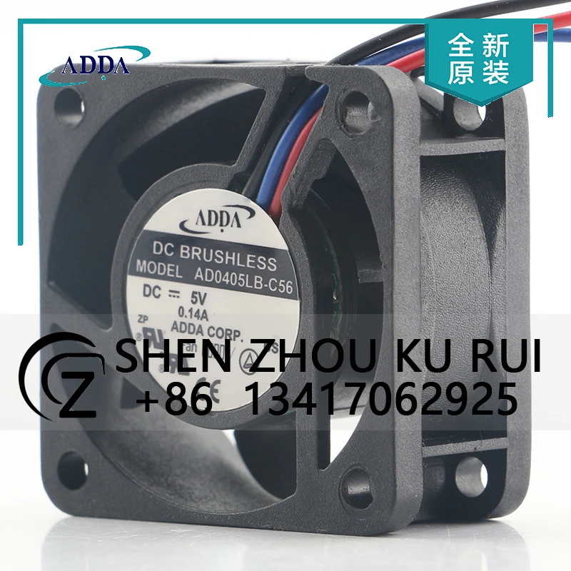 

Original ADDA AD0405LB-C56 5V 0.14A 4CM 4020 40X40X20MM 3-pin dual ball bearing cooling fan