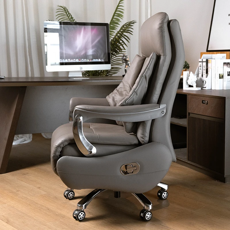 Luxury Leather Office Chair Swivel Computer Mobile Wheels Gaming Chair Breathability Long Sitting Sillas De Oficina Furniture